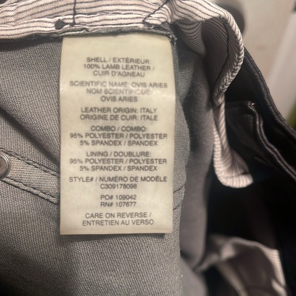 Alice + Olivia stretch spandex lamb black leather 5 pocket straight leg pants 6 - Picture 5 of 5